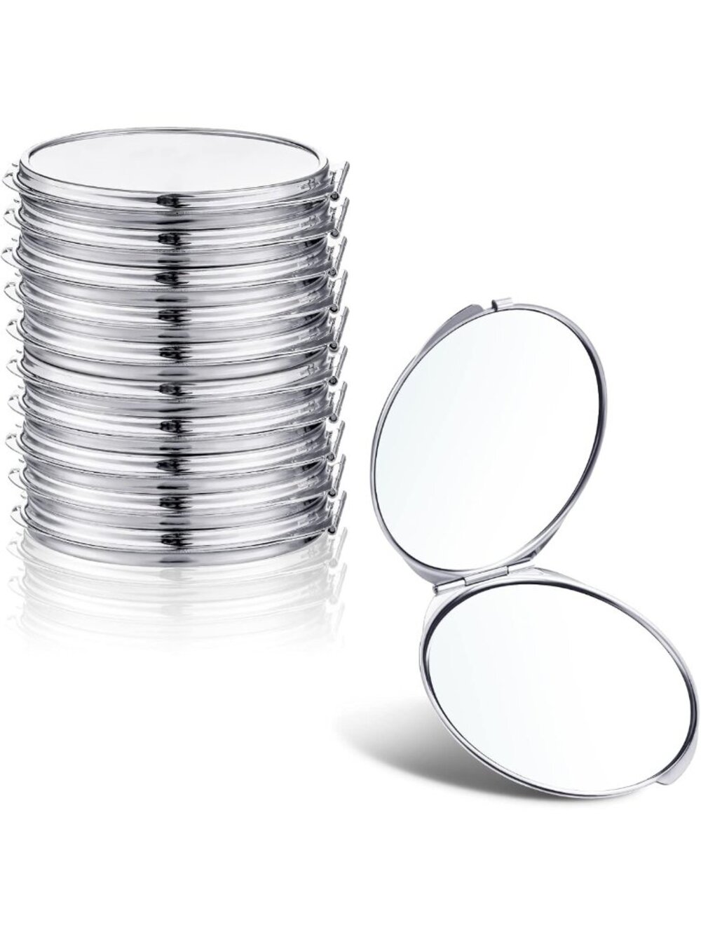 8 Pcs Mini Pocket Mirrors Set - Compact Silver Mirrors for Travel & Makeup